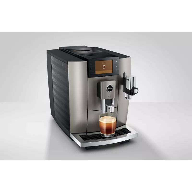 Cafetera espresso JURA E8 superautomática 1,9 l plata – 15 bar, pantalla de 3,5 inch, molinillo, espumador de leche
