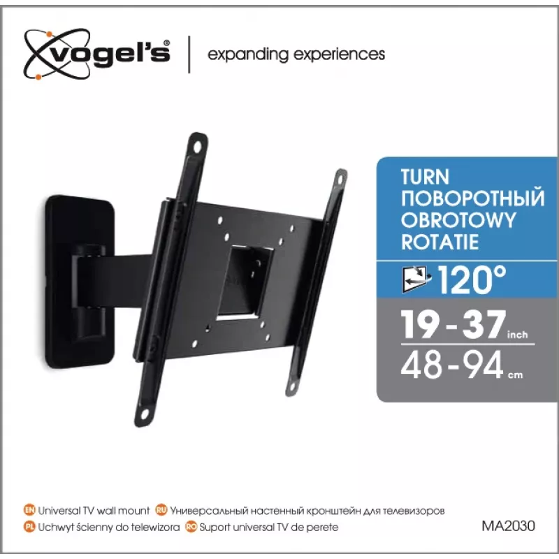 Vogels | Soporte de pared | MA2030-A1 | Orientable | 19-40 | Capacidad máx. 15 kg | Negro