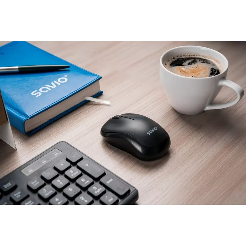 Savio MB-03 ratón óptico inalámbrico, receptor USB de 2,4 GHz, 1000 DPI, 3 botones, pila AA, 99x60x39 mm, 51 g, negro