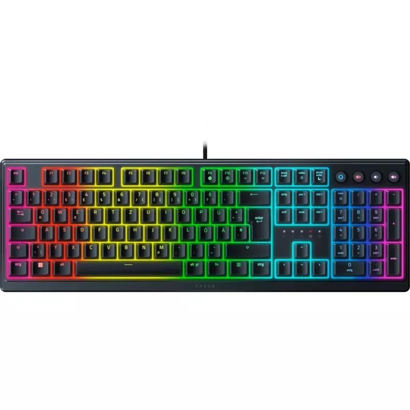 Razer Ornata V3, interruptores meca-membrana, 10 zonas de iluminación Razer Chroma RGB, Ultrapolling de 1000 Hz, teclas retroiluminadas, reposamuñecas soft-touch - distribución alemana