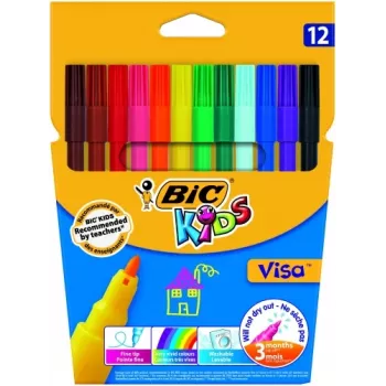 Rotulador de punta fina BIC Visa Multicolour 12 uds.