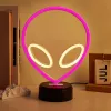 Lámpara de mesa MANTA SNL86PK Style Neon Lights UFO rosa – lámpara de neón decorativa en rosa