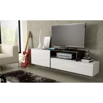 Mueble de TV Cama SIGMA 3 180 blanco/blanco brillante + negro