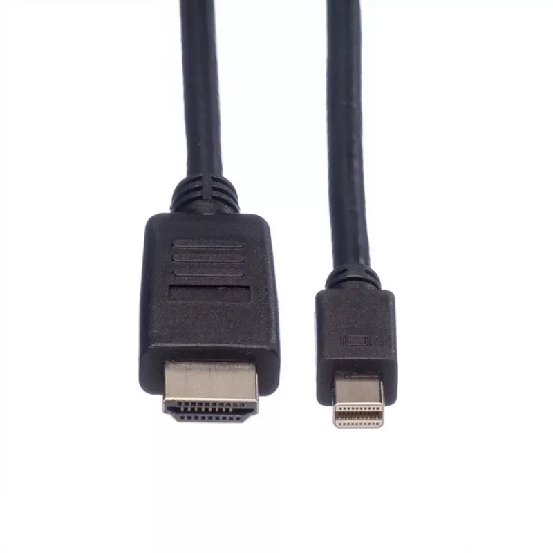 ROLINE - Cable de vídeo/audio - DisplayPort / HDMI - 32 AWG - Mini DisplayPort (M) - HDMI, 19 pines (M) - 3 m - Apantallado - negro (11.04.5792)