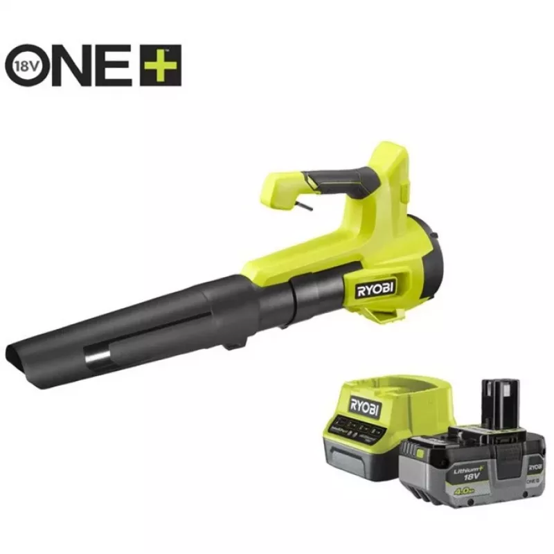 Soplador de hojas a batería ONE+ RY18BLB-140, 18 Volt, soplador de hojas Verde/Negro, batería de litio 4,0 Ah