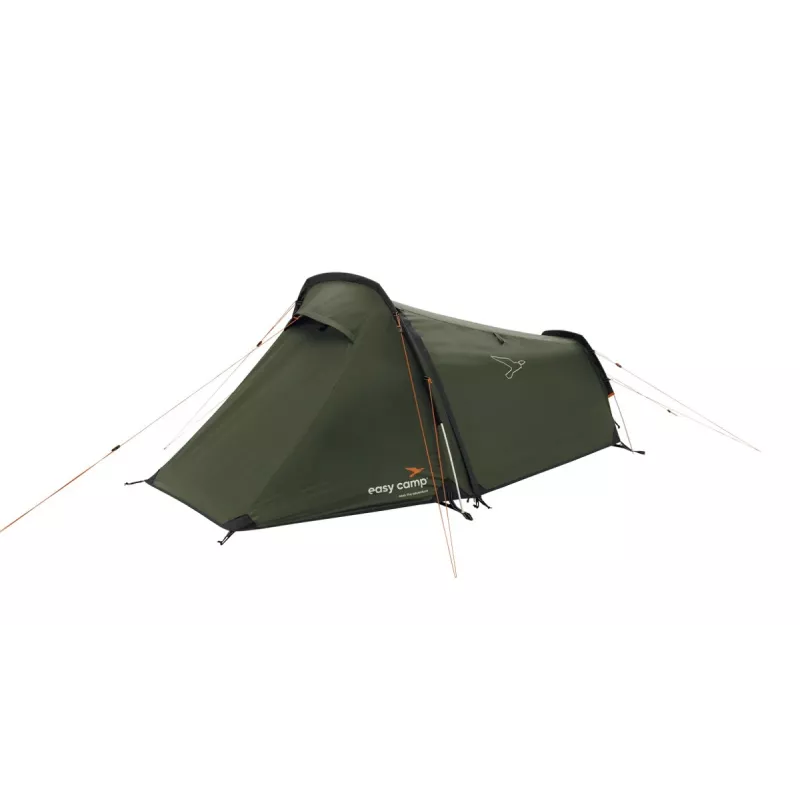 Tienda de túnel easy camp Sarek 1 (verde oscuro/naranja, 2025) — diseño de túnel para una persona