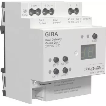 gira DALI Gateway Colour 2f REG KNX Secure – Gateway REG para control de iluminación DALI (Modelo 211200)