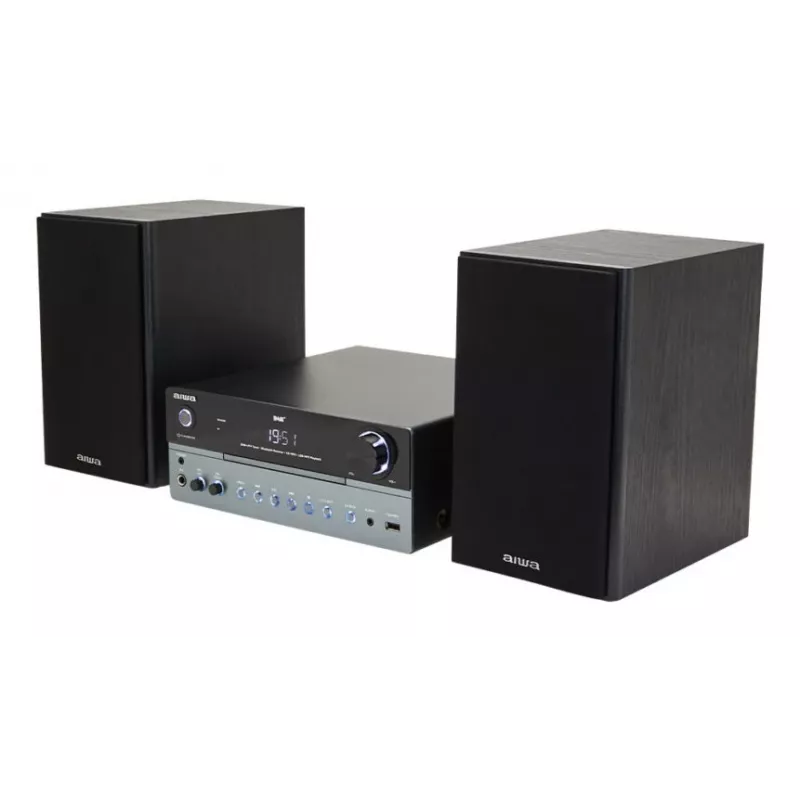 Microcadena de audio doméstico Aiwa MSBTU-700DAB — 25 W RMS, DAB+/FM, Bluetooth 10 m, bandeja CD, indicador LED, negro/azul ártico