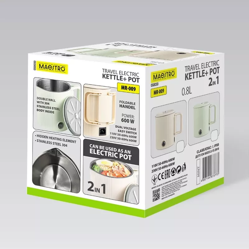 Hervidor eléctrico de viaje Maestro MR-009 0,8 L 600 W menta
