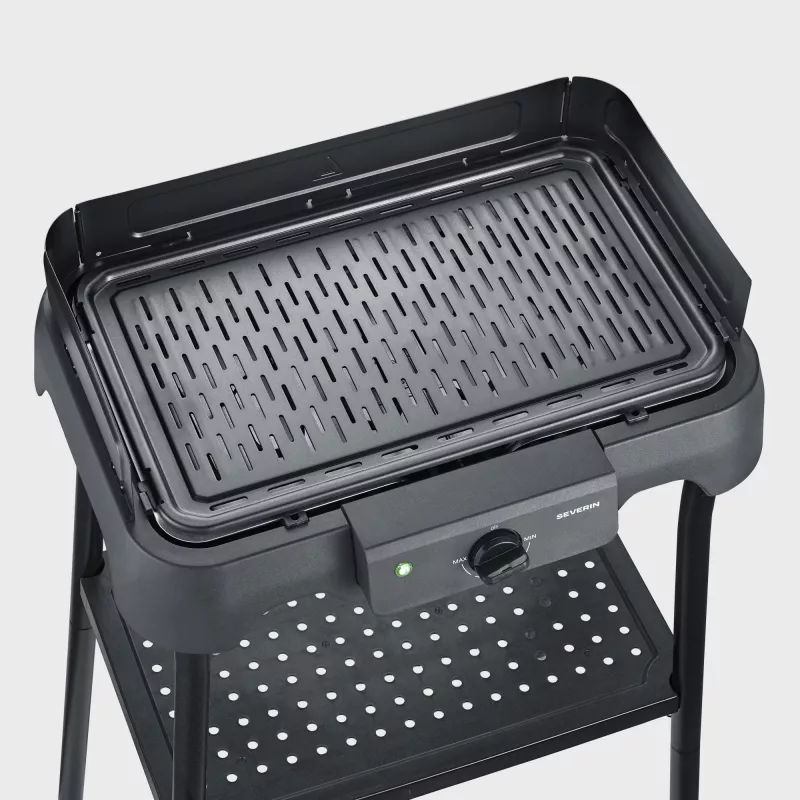 Parrilla eléctrica de sobremesa SEVERIN PG 8596, 2000 W, parrilla rectangular, negra, mando giratorio