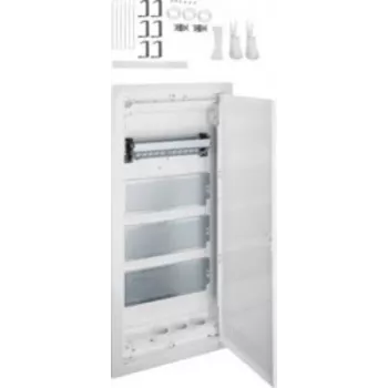 Hager Volta VU48NW distribuidor empotrado multimedia, 4 filas, con puerta de chapa de acero ranurada