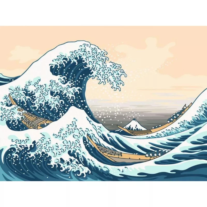 Set de pintura Ravensburger CreArt ART Collection La gran ola de Hokusai 23690 — Set artístico de pintar por números