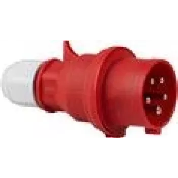 Conector macho CEE AS Schwabe 61425 — 5 polos 400V, IP44, rojo