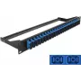 Panel de parcheo DELOCK 43392 1U para fibra óptica SC, montaje en rack, 482,6 × 43,6 × 150 mm, negro/azul