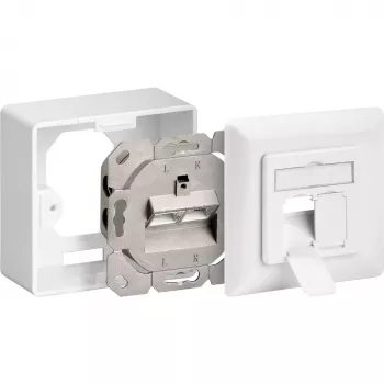 Wentronic Goobay toma universal CAT 6 incl. marco de montaje en superficie, blanco - 2x toma de red RJ45 apantallada (68244)