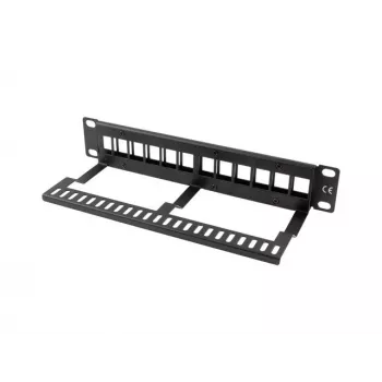 Rack blanking panel LANBERG PPKS-9112-B, 12-port, 1U, metal, grey, 254×44.5×99.3 mm