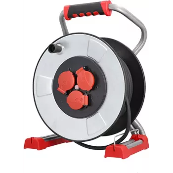 Alargador con carrete Bachmann Profi-Kabeltrommel IronCoat 399.194 — 25 m de cable, 3×1,5 mm²
