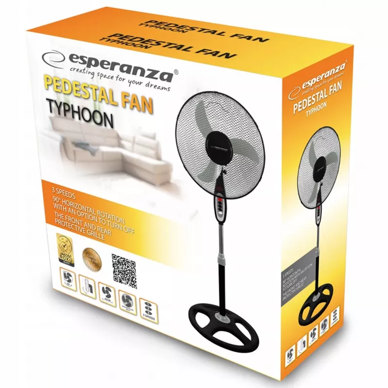 Esperanza EHF002KE, ventilador de pie 16 '', negro y gris