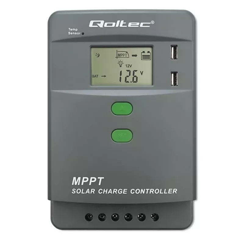 Regulador de carga solar MPPT QOLTEC 40A 12V/24V con pantalla LCD