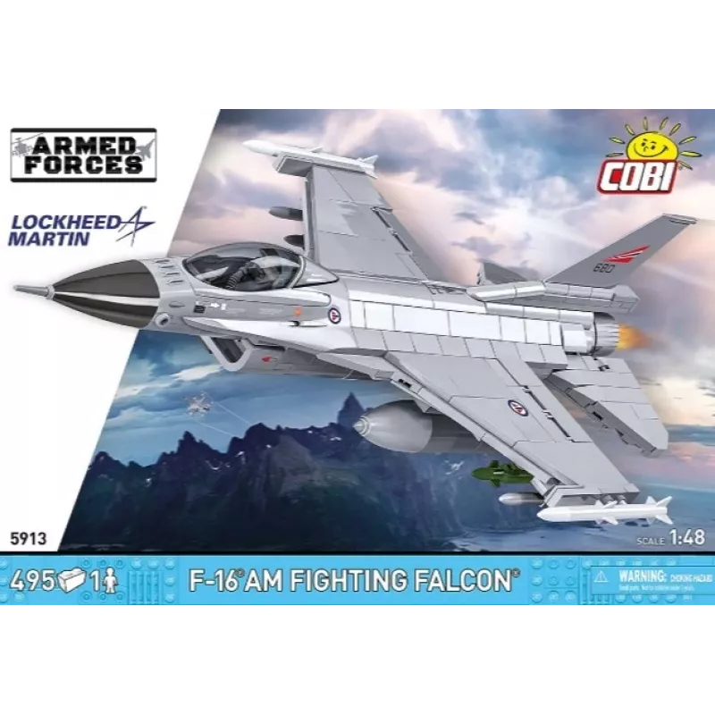 Set de construcción Cobi F-16AM Fighting Falcon, 495 piezas, maqueta a escala