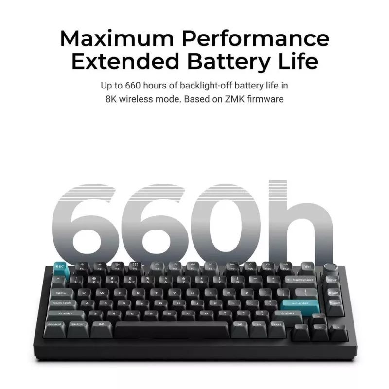 Teclado mecánico Keychron Q1 Ultra 8K — formato 75%, USB + RF inalámbrico + Bluetooth, RGB LED, negro