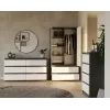 Armario top e shop MALWA SS-90, 90×180×50 cm, marco antracita, puertas batientes blancas, 2 cajones, laminado 16 mm