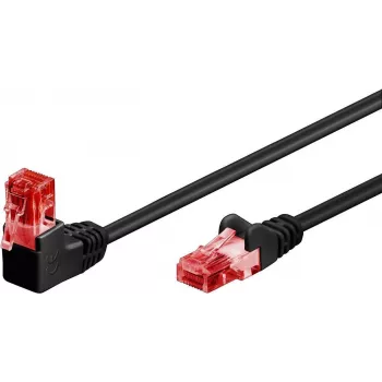 Goobay cable de red CAT 6 1x 90° acodado, U/UTP, negro, 10 m - lengüeta de retención arriba, mezcla de cobre CCA (51519)