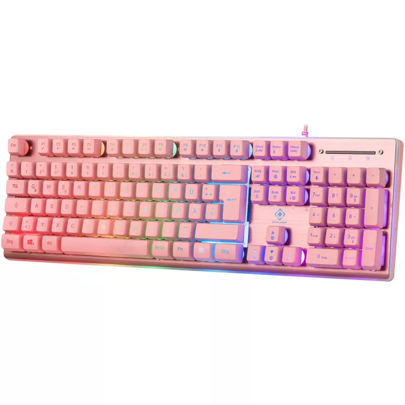 Deltaco GAM-021-RGB-P-DE - tamaño completo (100%) - USB - interruptores de membrana - QWERTZ - rosa