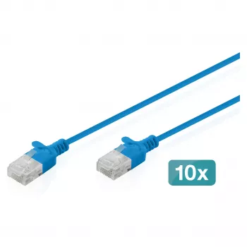 Cable de red DIGITUS CAT 6 U-UTP fino, 1,5 m, azul, pack de 10