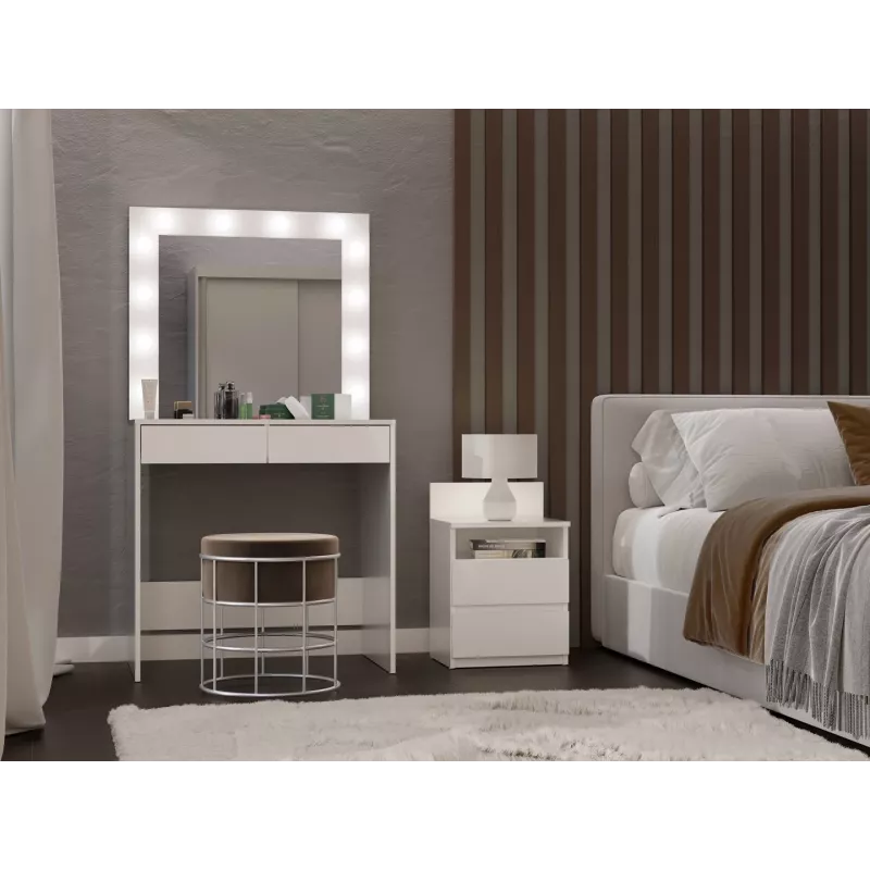 Tocador de dormitorio Topeshop Z.MARINA LUSTRO BIEL — aglomerado blanco, 2 cajones
