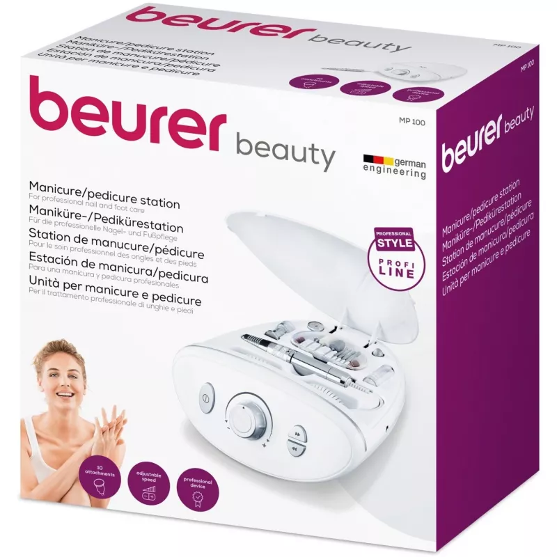 Set de manicura y pedicura Beurer MP 100 cuidado de uñas – aparato eléctrico de manicura/pedicura, blanco