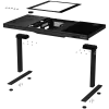 Mesa gaming de altura ajustable con doble motor, función sentado/de pie, caja de PC integrada, cargador inalámbrico, iluminación RGB, panel de control y puertos USB, tablero de vidrio templado, negro.