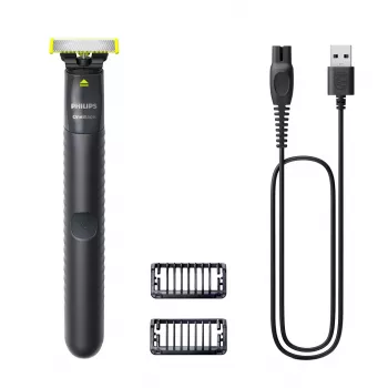 Afeitadora de lámina y recortadora Philips OneBlade QP1424/10 — antracita, a pilas, 30 min de autonomía, peines para barba