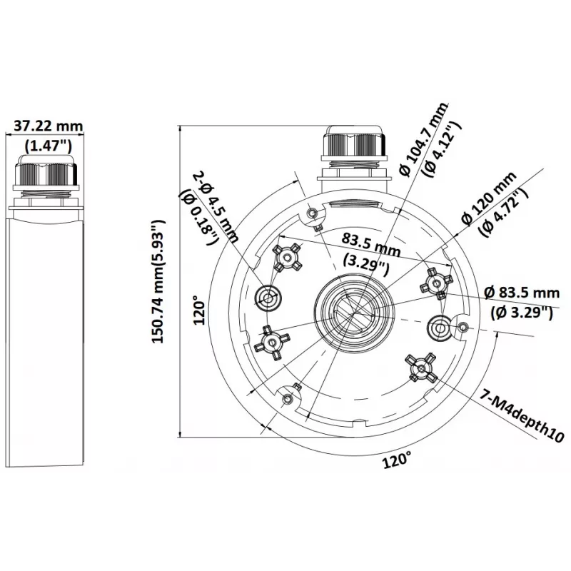 Caja de conexión Hikvision DS-1280ZJ-DM46 (negra)