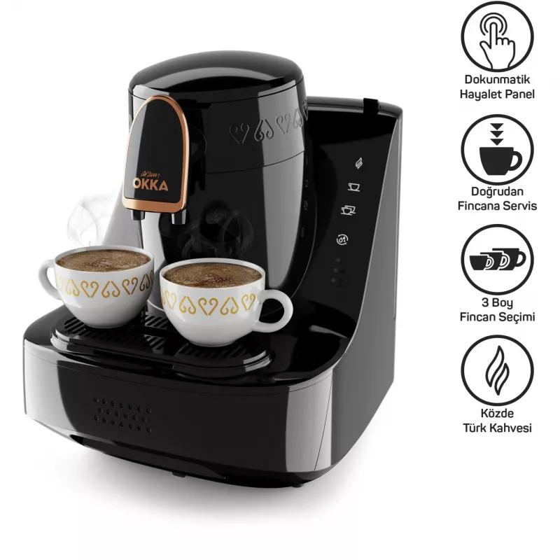 Okka Elite, cafetera moka negra/cobre, modelo 2025