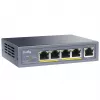 Switch de red Cudy GS1005P — 5 puertos Gigabit Ethernet con 4 puertos PoE, 60 W de potencia total, carcasa metálica, montaje en rack