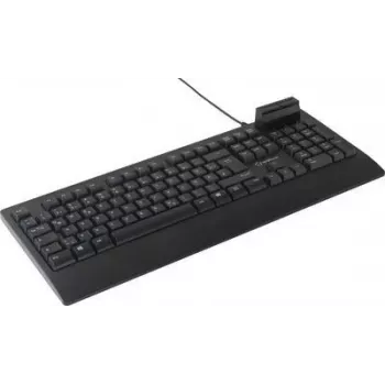 Teclado USB Renkforce RF-CKB-200 alemán, QWERTZ negro con lector de tarjetas inteligentes (RF-CKB-200)