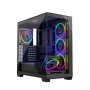 Caja de PC MODECOM Volcano Stellar 5F ATX Midi Tower, cristal templado, 5 ventiladores preinstalados, USB‑C, compatible con microATX/ATX, GPU máx. 420 mm, altura de disipador de CPU 175 mm