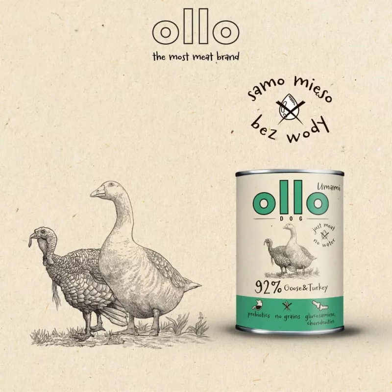 OLLO Umami ganso y pavo - pienso húmedo para perros - 850 g