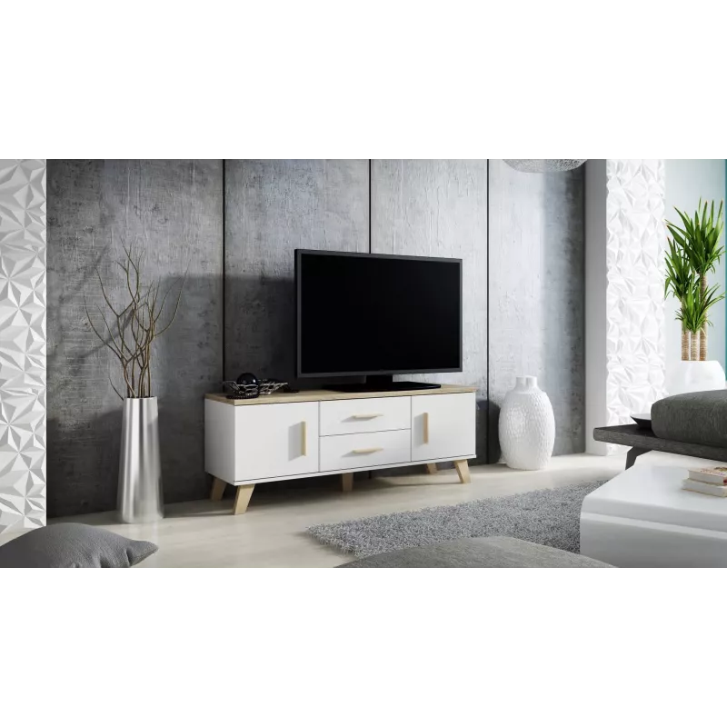 Soporte de TV Cama LOTTA 140cm blanco + roble sonoma