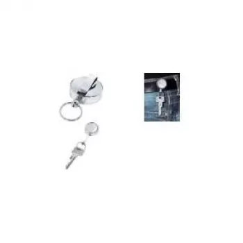 Clip de cinturón WEDO 262 4028 metal cromado con cable retráctil
