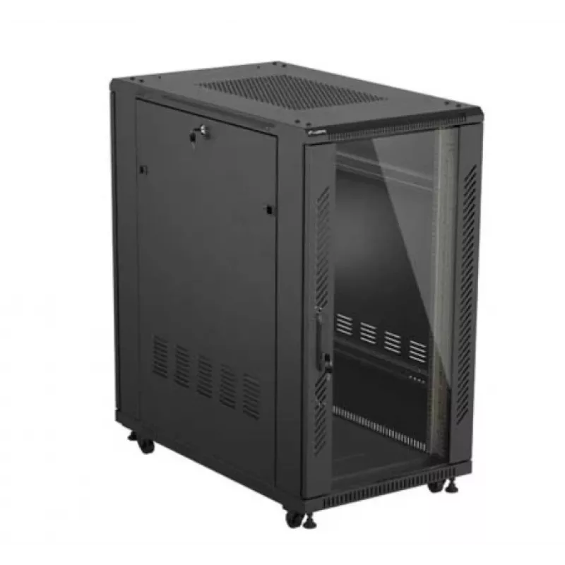 Armario rack 19 pulgadas LANBERG 22HE 600x1000 mm, negro, puertas de cristal delanteras y traseras
