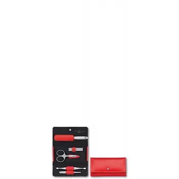 Set de manicura de viaje ZWILLING Twinox 97092-002-0, estuche de piel rojo, 5 piezas