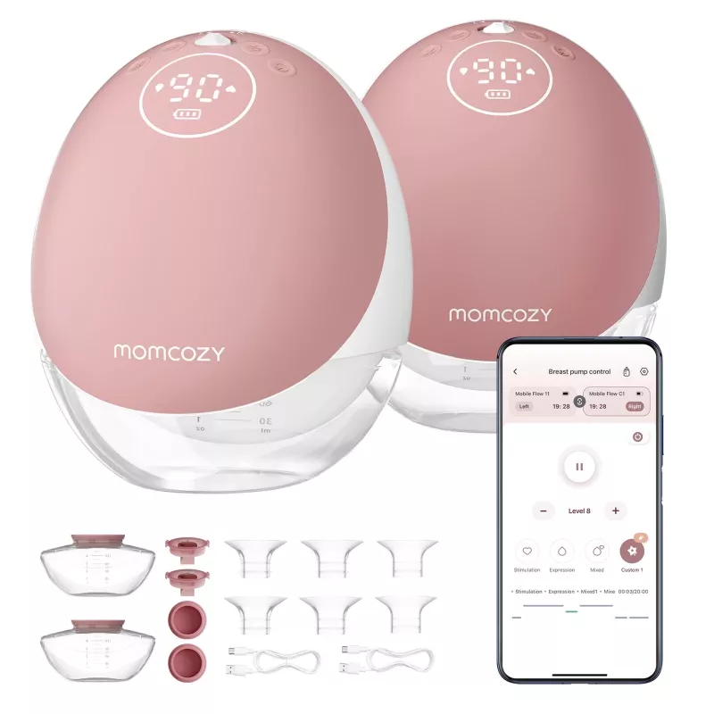 Momcozy M9 sacaleches eléctrico doble rojo, 150ml