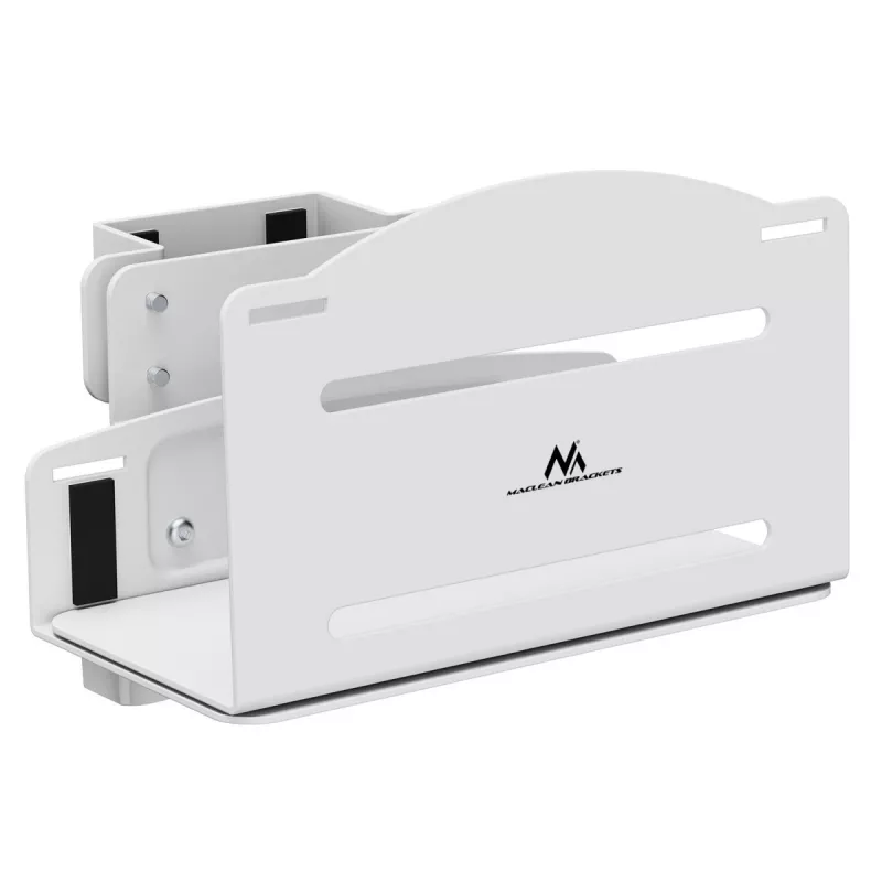 Soporte de CPU MACLEAN MC-116W, diseño ajustable en altura y orientable para montaje bajo escritorio