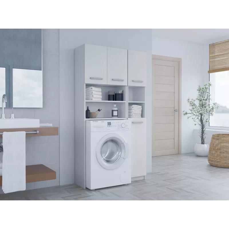 Armario de baño Top e shop ZESTAW MARPOL BIEL — de pie, estructura blanca, 10 estantes