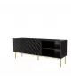 Mueble RTV ABETO sobre estructura de acero dorada 150x42x60 negro/negro brillante