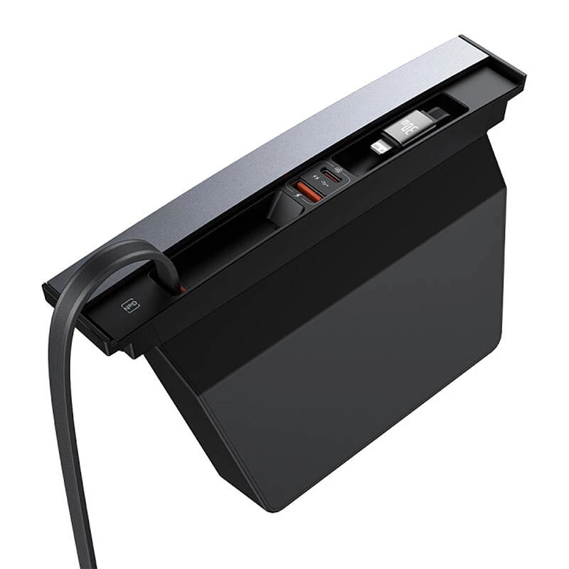 Hub Baseus T-Space con cables USB-C a Lightning para vehículos Tesla (negro)
