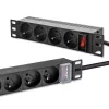 PDU de aluminio Qoltec para RACK de 10'' | 1U | 16A | 4xFRENCH | 1,8m