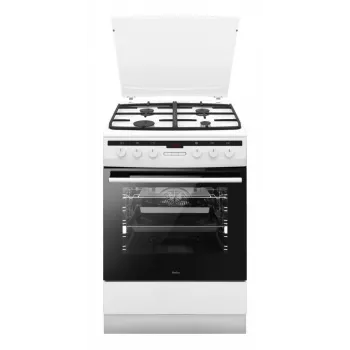 Cocina independiente AMICA 617GEH3.33HZpTaDpA(W) PIZZA — placa de gas 4 zonas, horno eléctrico 65 L, temporizador electrónico, blanca
